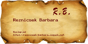 Reznicsek Barbara névjegykártya